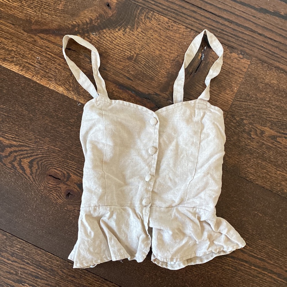 Posse, 100% linen crop top, oatmeal, XS